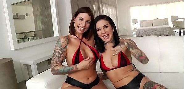  It is time for an intense girl on girl strap on anal, featuring the gorgeous Joanna Angel and stunning Ivy Lebelle.